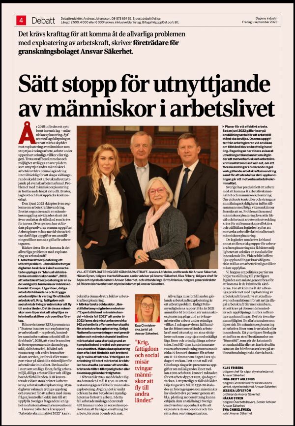 Ansvar Säkerhet, DI Debatt